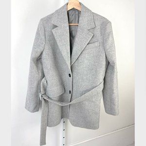 & Other Stories Belted Coat Two Button Manteco Italian Wool Heather Gray Size 4